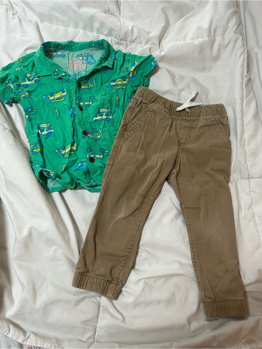 Boys Khaki Joggers and Button Down Shirt